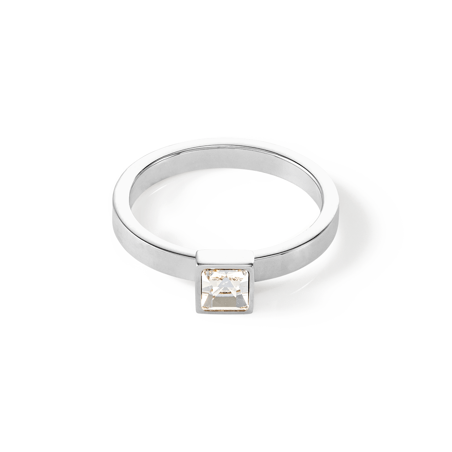 Brilliant Square Small Ring silver crystal